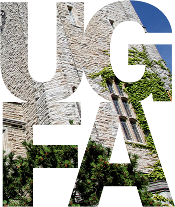 University of Guelph Faculty Association logo with a building behind it.